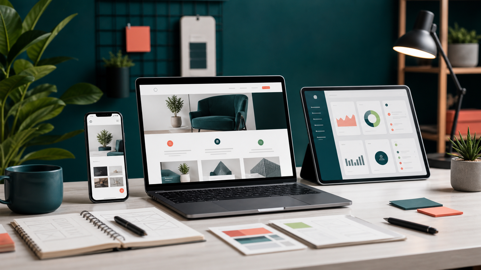 Responzivna web stranica i poslovni dashboard na laptopu, tabletu i mobitelu